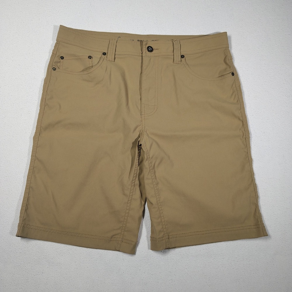 Prana Brion Shorts Mens 35x11 Tan Nylon Stretch Hiking Outdoor M3BN11117
